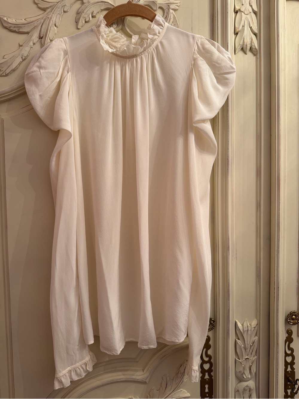 Zimmermann Ivory Ruffle-Neck Puff Sleeve Blouse size 0, US XS - Picture 3 of 8